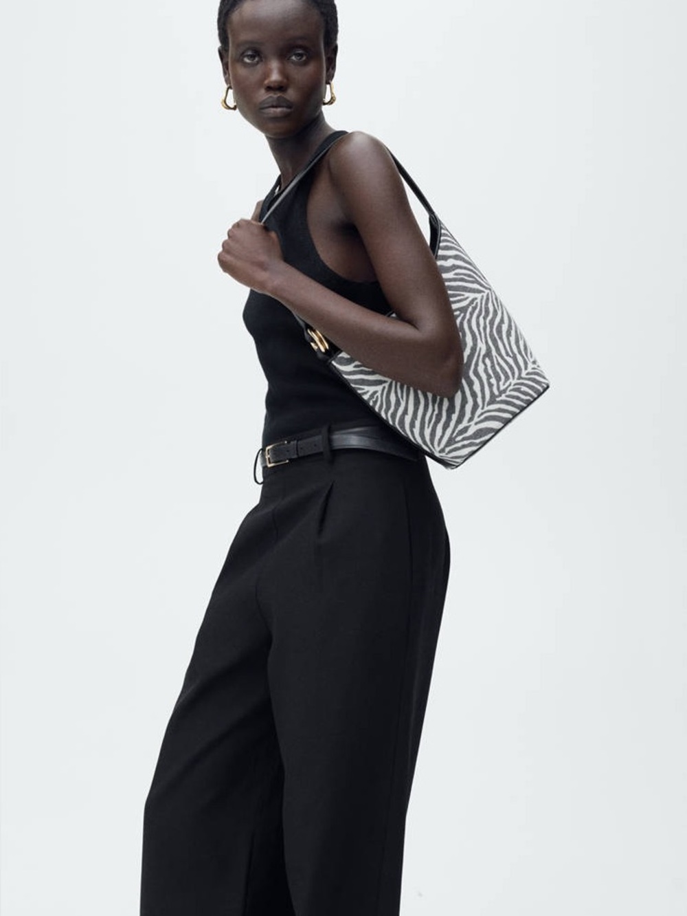 Mango Black Combined-Fabric Sleeveless Wide Leg Jumpsuit – Missing Belt